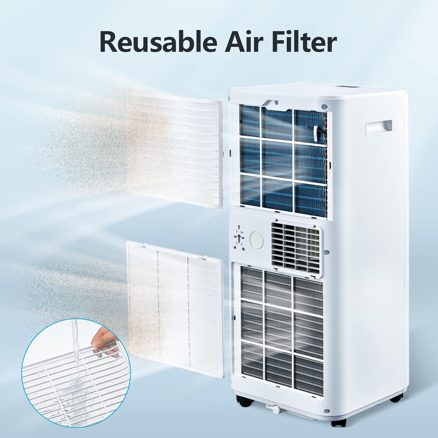Portable air conditioner with window kit installed