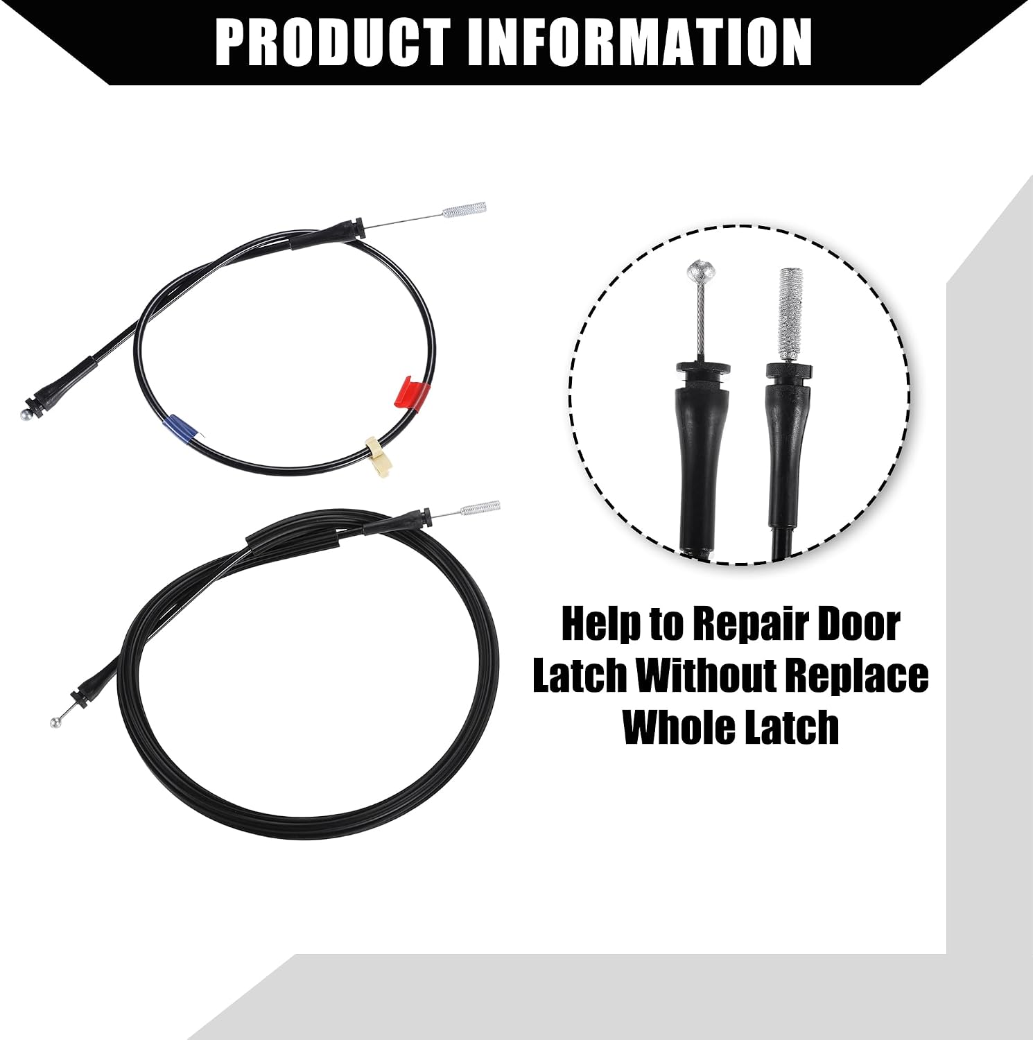 NO. 6C3Z-28264A01-A Car Door Latch Release Cable Extended Cab for Ford F250 F350 F450 F550 Super Duty 99-07 / Rear Door Upper Lower Left Right Door Latch Lock Cable / 1 Set/Black