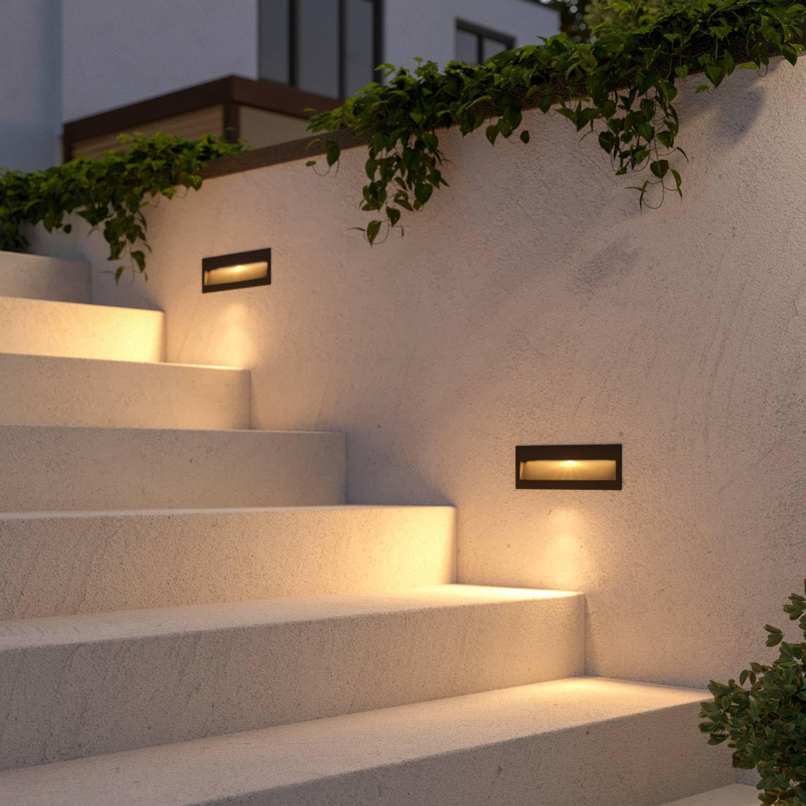 Lucande LED Lámpara de pared exterior Loya (Moderno) en Negro hecho Aluminio (1 llama, lámpara empotrable para exteriores, aplique exterior/fachada vivienda