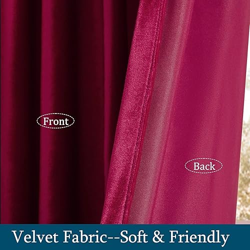 Vista 194 de PRIMROSE Juego de 2 paneles opacos de cortinas de terciopelo con trabillas traseras, 72 pulgadas largo, para la sala o dormitorio, decoran ventana