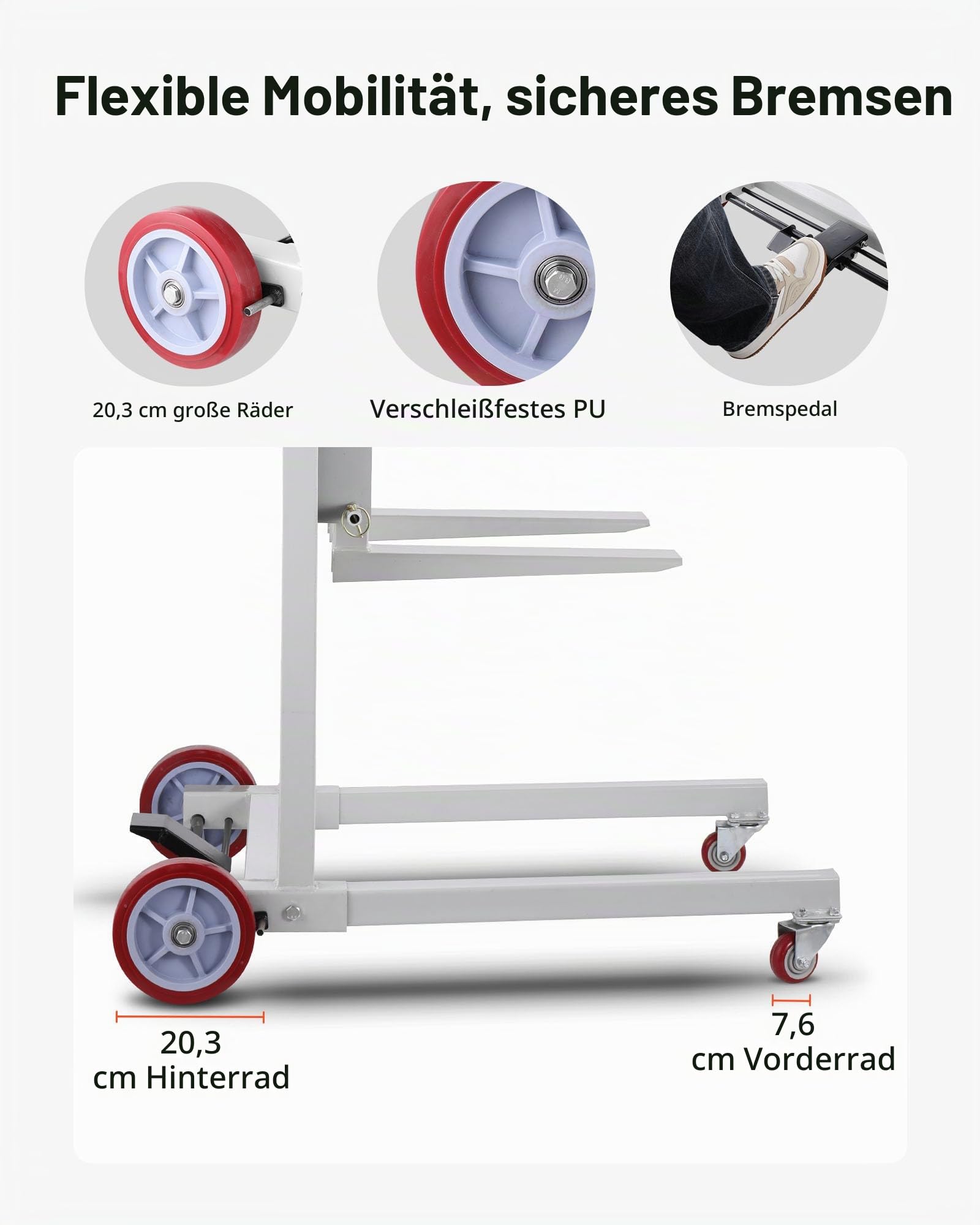 VEVOR Palettenstapler, 250 kg Tragkraft, Hubwagen 178 cm max. Hubhöhe, manueller Palettenstapler mit Rädern, multifunktionaler Materiallift, manueller Palettenwagen mit Verstellbarer Gabel