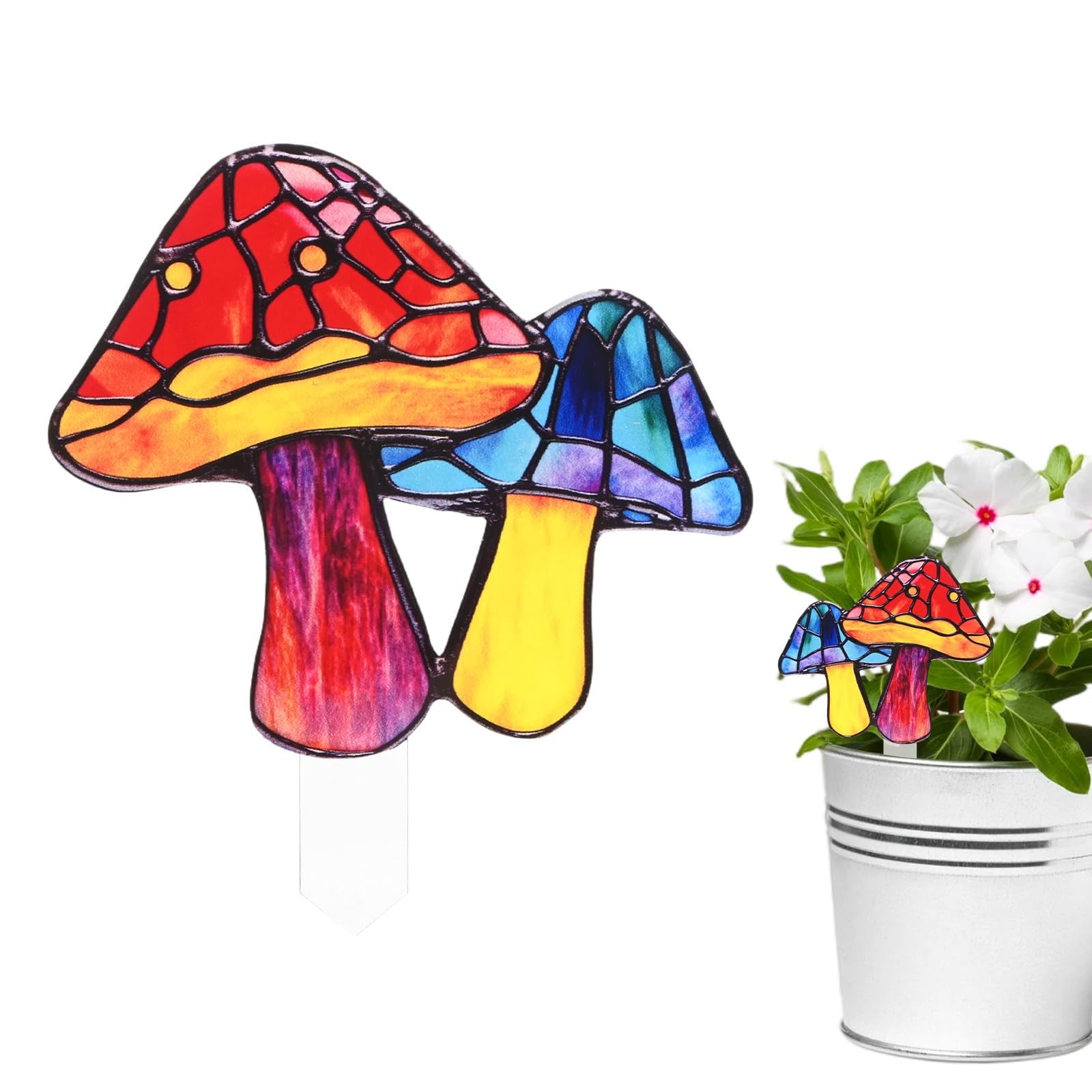 M METERXITY 1-Pack Mushroom Acrylic Stakes 4 Inch Bird Garden Decoration Ornament Potted Plant Decorative Signs for Flower Pot/Planter/Yard/Patio/Outdoor/Indoor[Mushroom 5]