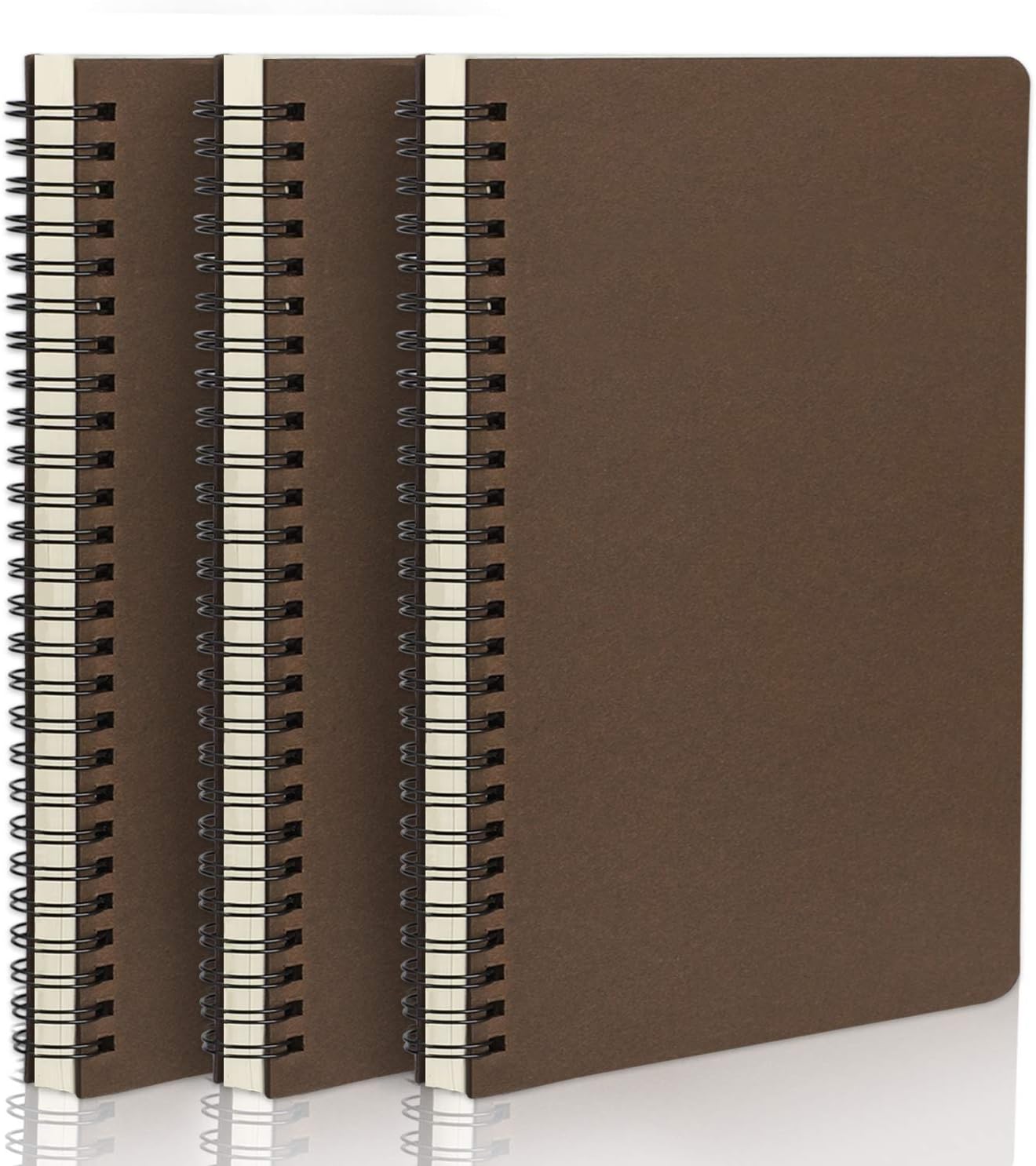 Spiral Ruled Notebook, EUSOAR A5 3packs 5.7x8.2" Lined Travel Writing Notebooks Journal, Memo Notepad Sketchbook, Office Business Subject Diary Ruled Spiral Book Journal-Coffee Cover