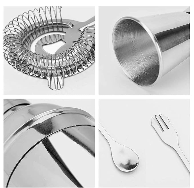 Set de Coctelería de Acero Inoxidable con Estante de Madera 550ml miniatura 6