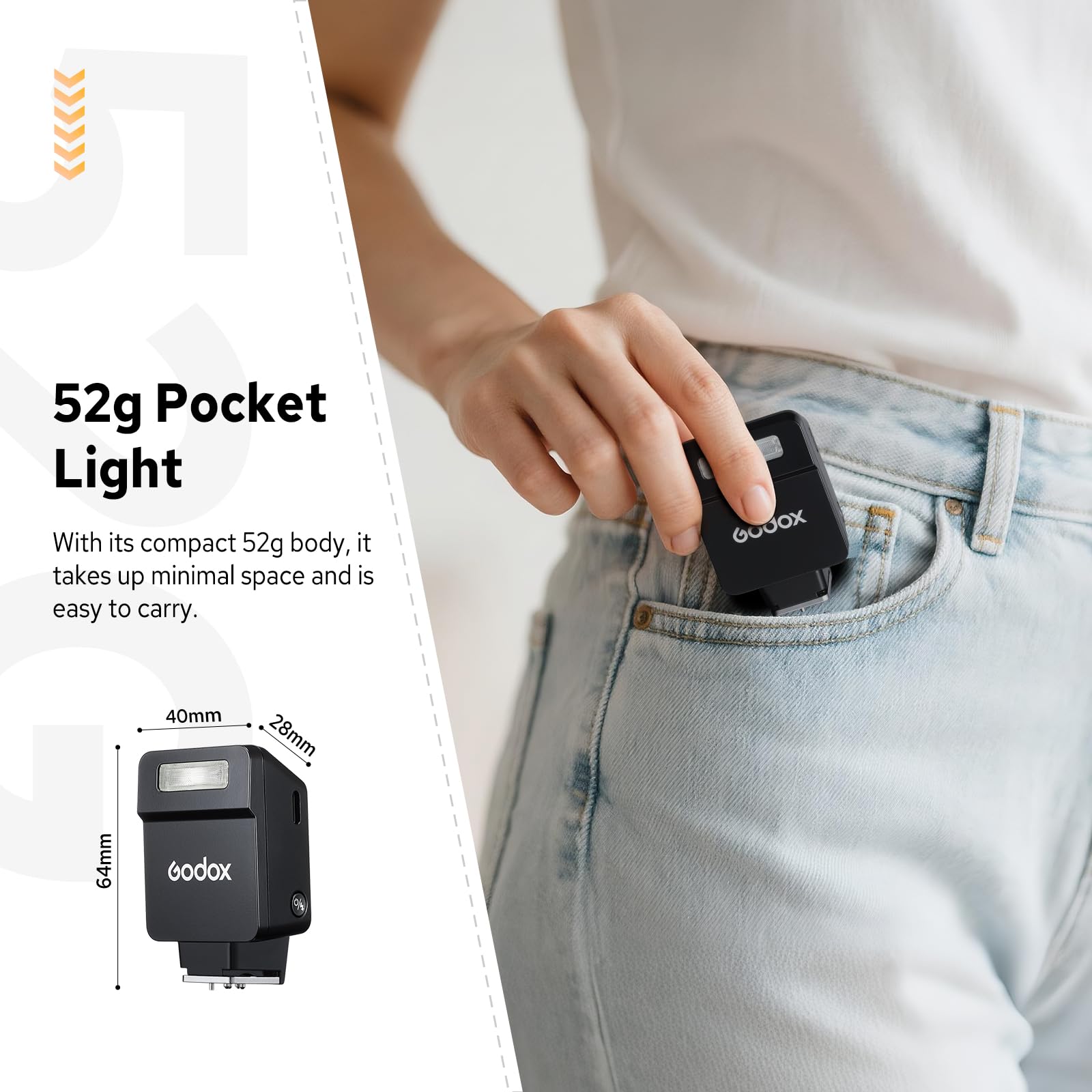 Godox iT22-F Mini TTL Camera Flash for Fujifilm, USB-C Rechargeable Portable Flash with 1.5s Recycling, 700 Full-Power Flashes, Black
