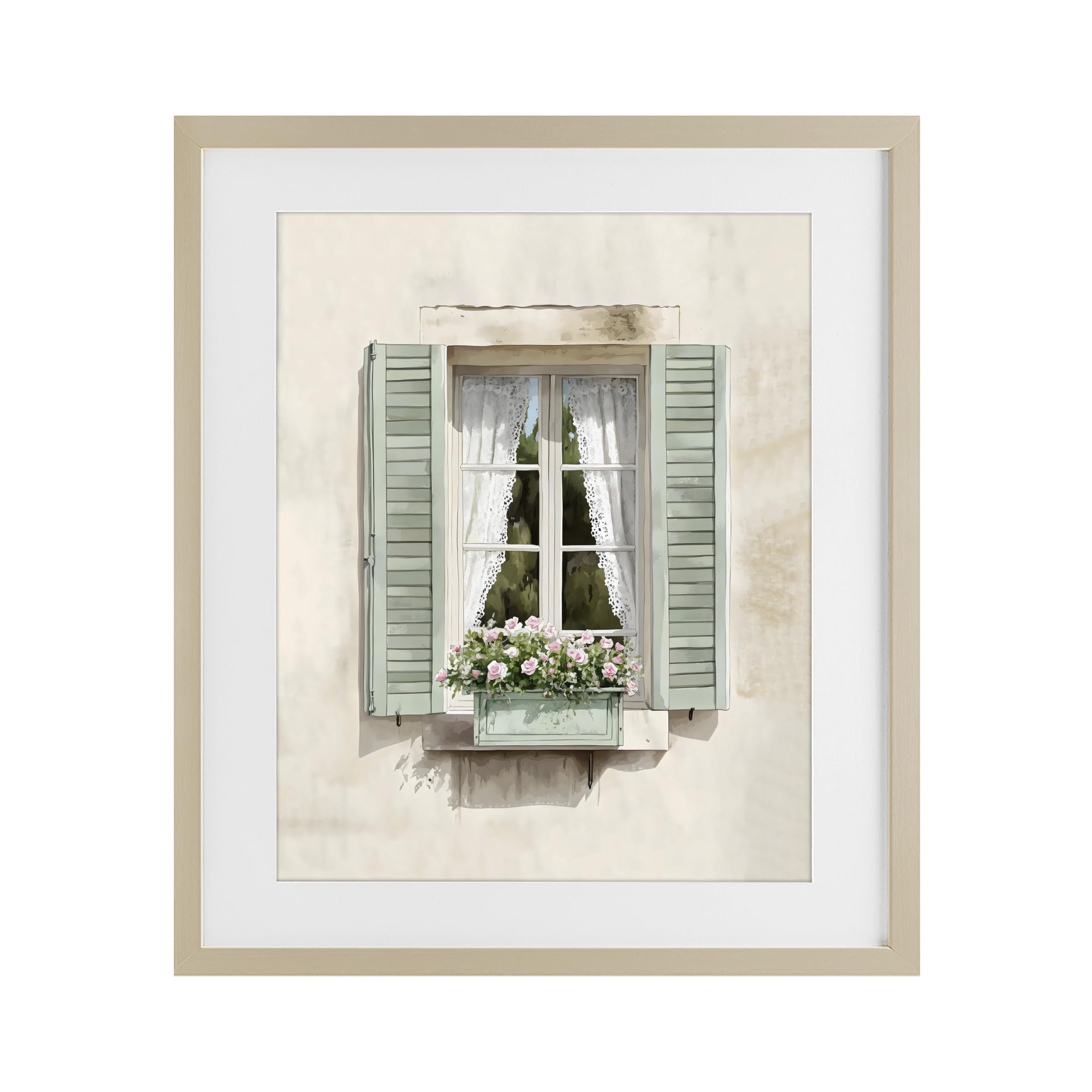 French Cafe - Tenda per finestra, 43,2 x 53,3 cm, stampa incorniciata sotto