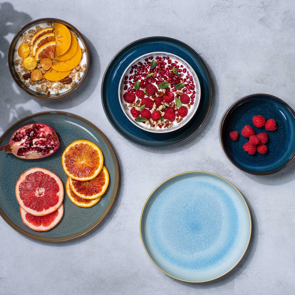 like by Villeroy & Boch - Crafted Denim, 4-częściowy zestaw stołowy, porcelana premium, turkusowy
