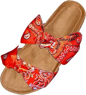 Bow Flat Sandals for Women Summer Trendy Casual Print Double Strap Open Toe Slip-on Slippers Lightweight Comfortable Beach Shoes Flip Flops