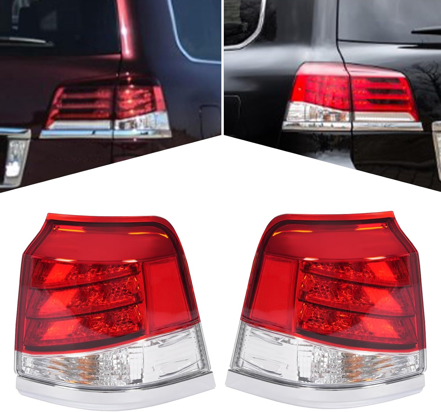 LYNICESHOP LED Tail Light Assembly for Lexus Lx570 2012 2013 2014 2015 Right Passenger Side Left Driver Side Rear Outer Tail Light Replacement w/Halogen Turn Signal Light (A pair)