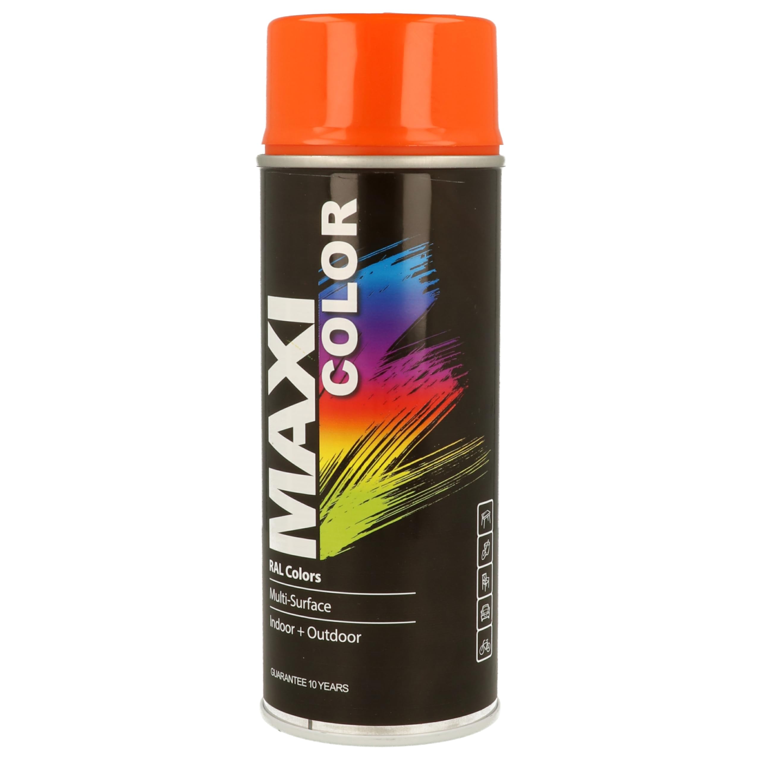 Maxicolor Gloss Pure Orange Ral Spray Paint 400Ml Fast Dry Indoor Outdoor Use 8711347241637