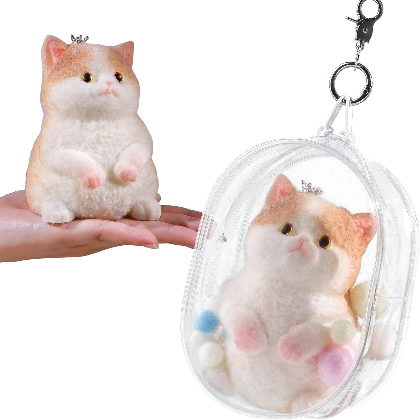 Anboor Big Cat Squishies Toy - Soft Crowned Cat Squeeze Stress Relief Toys for Kids & Adults, Cute Realistic Sensory Fidget Toy (4.9Inch)