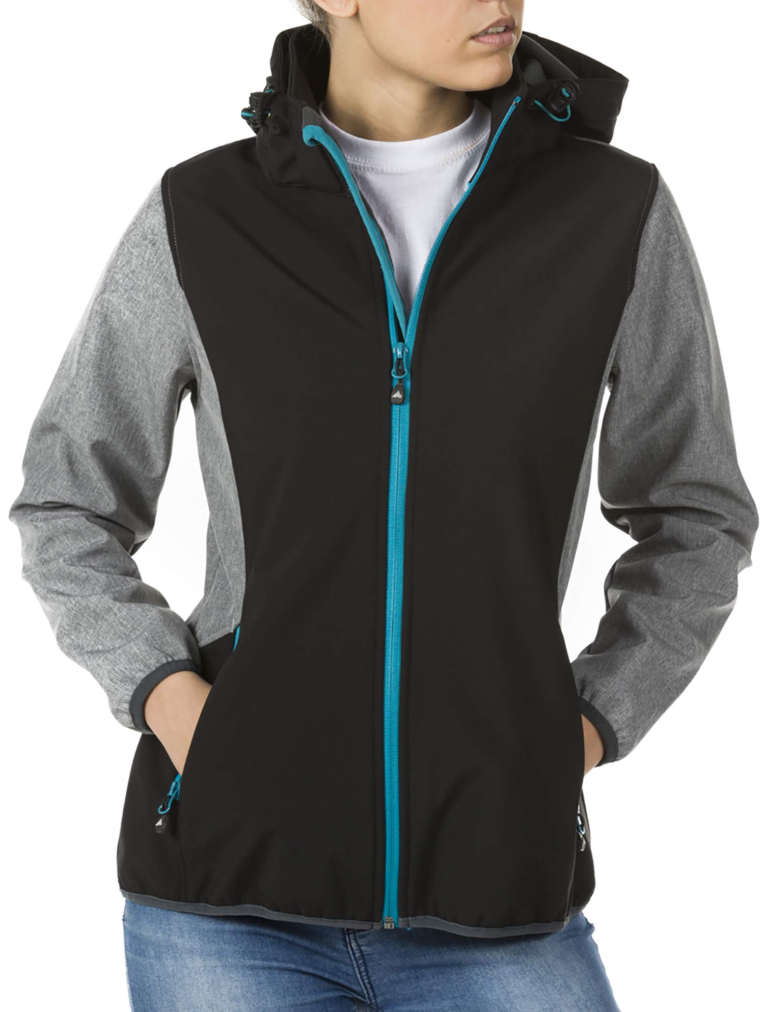 Roc Neige Chaqueta Softshell Mujer, combinada, Cremallera y Bolsillos Laterales, bies elástico y Capucha. Impermeable, Cortavientos, Alta Capacidad Termica. Mujer
