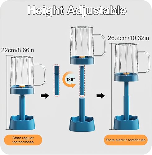 Miniatura 4 de Soporte para pasta de dientes y cepillo de dientes con tazacubierta, juego de soporte para cepillado de dientes para baño contiene 3 ranuras,