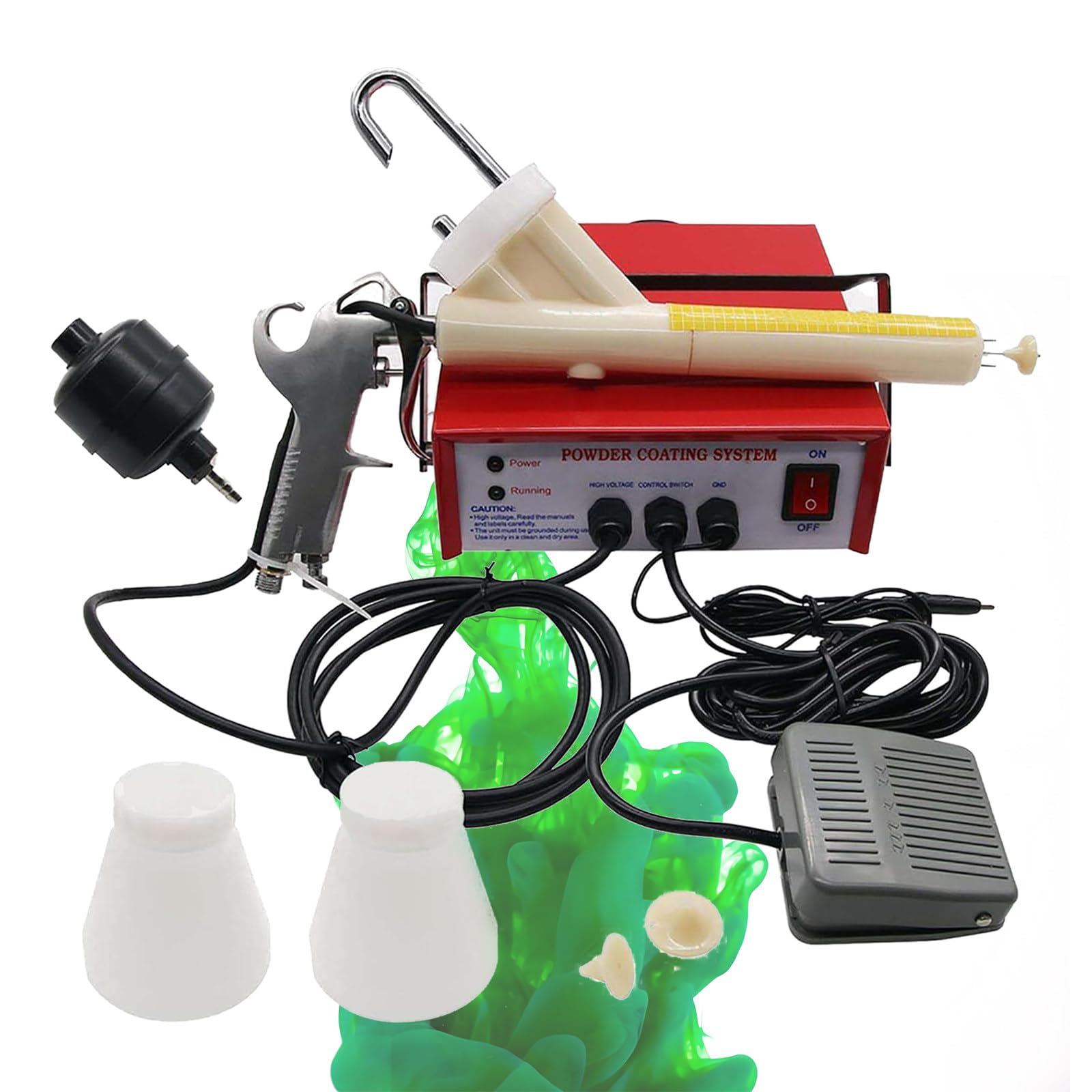 YXYLJOZ Red Electrostatic Coating Machine with Paint Spraying Gun, Portable Coating Systems Air Paint Spray Gun Coating Kits for Spraying Metal Parts,110V,For Home