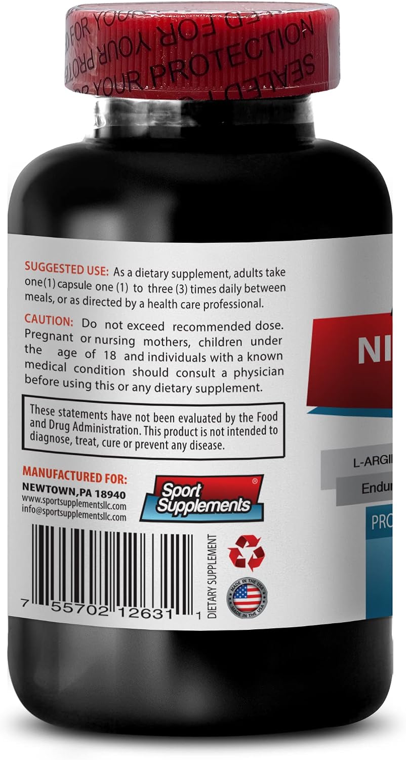 L-arginine Supplement - Nitric Oxide Booster 2400mg - Nitric Oxide Booster - pre Workout Pills - Nitric Oxide Supplements for Men - pre Workout Women - Nitric Oxide Pills for Men - 1 Bottle 60 Caps