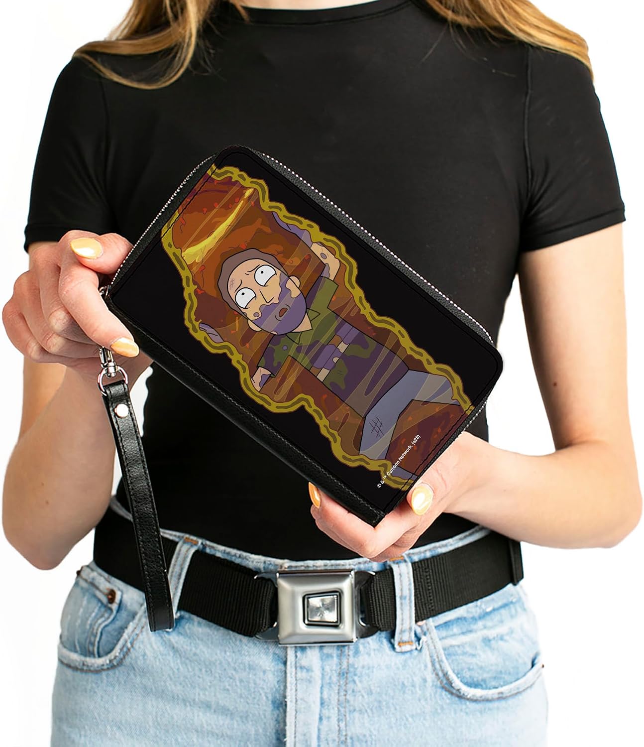 Buckle-Down Rick and Morty Wallet, Zip Around, Rick and Morty the Jerrick Trap Jerry Scene, Vegan Leather