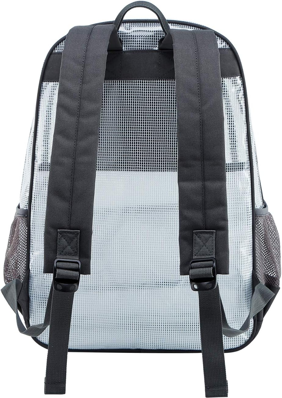 mygreen Heavy Duty Clear Bookbag Durable Plastic Transparent Clear Backpack for School Work Boy Men (Gray, Large) - Image 3