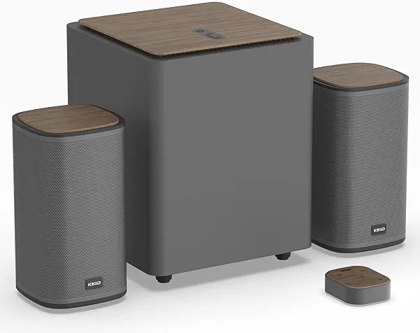KEiiD 2.1 Bluetooth Computer Speakers with Wireless Subwoofer and Wireless Touchpad for Desktop Laptop Pc Stereo Gaming Speakers, 4 EQ Modes, Aesthetic Style with Great Sound Quality