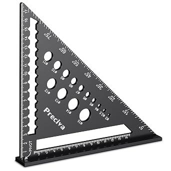 Speed Square with 14 Types of Drill Holes, 7inch Metric Triangle Ruler