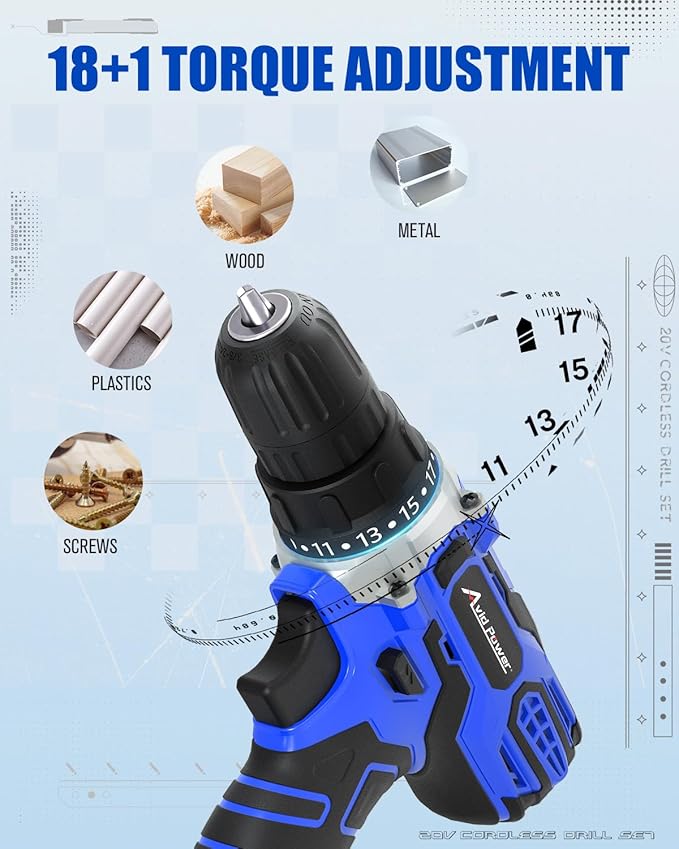 Kit de Taladro Inalámbrico AVID POWER 20V MAX con Atornillador de Impacto miniatura 4