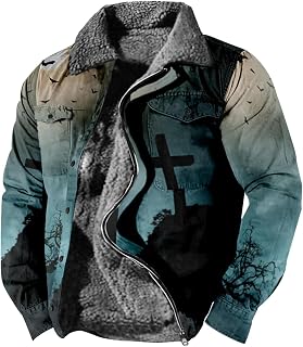 TAWXCL Long Sleeved Black Friday Parka Men Short Outdoor Comfy Casual Polyeste Printing Fit with Pockets Lapel Jacket Men