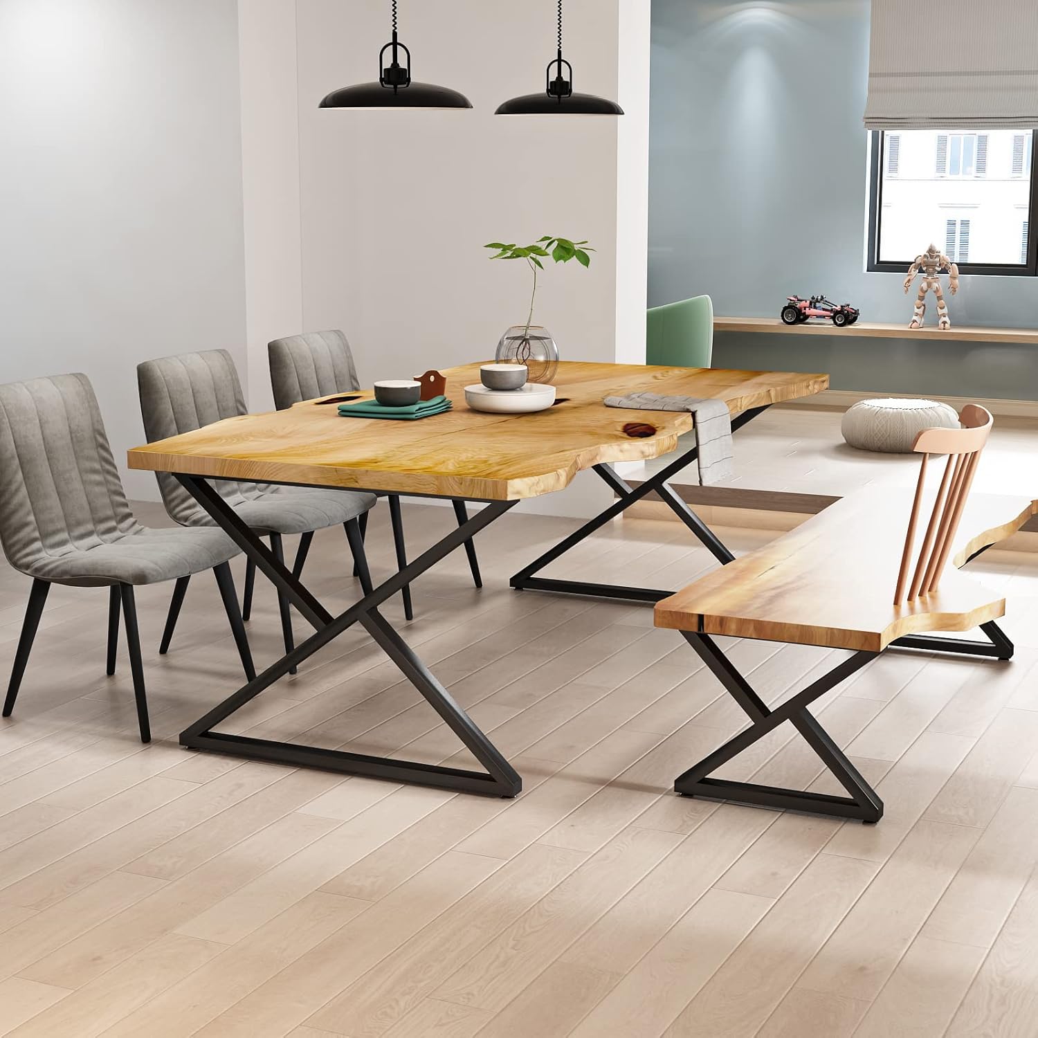 HOMEKAYT Metal Table Legs 28'H x 35'W Heavy Duty Desk Legs Set of 2 Metal Furniture Legs