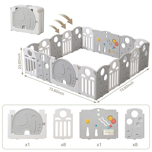 Miniatura 5 de Corralito para bebés, para niños y niños pequeños, patio de juegos seguro, puertas de seguridad para interiores y exteriores, área resistente para