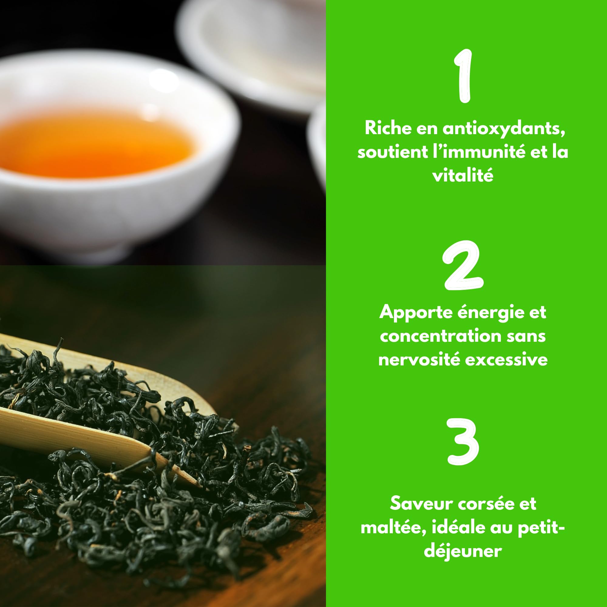 Thé noir Bio Keemun - 1 kg (400 tasses) - Thé en vrac 100% Agriculture Biologique - Thés Direct