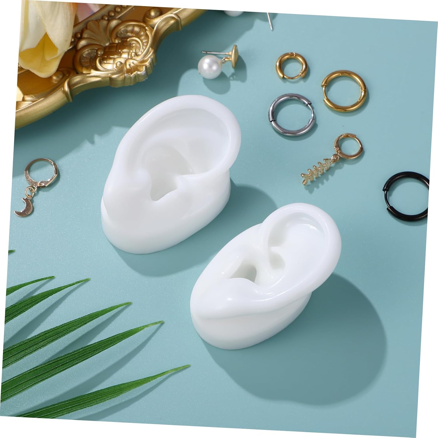 Mipcase Ear Model Silicone Ear Mold for Jewelry Display Earring Studs Demonstration