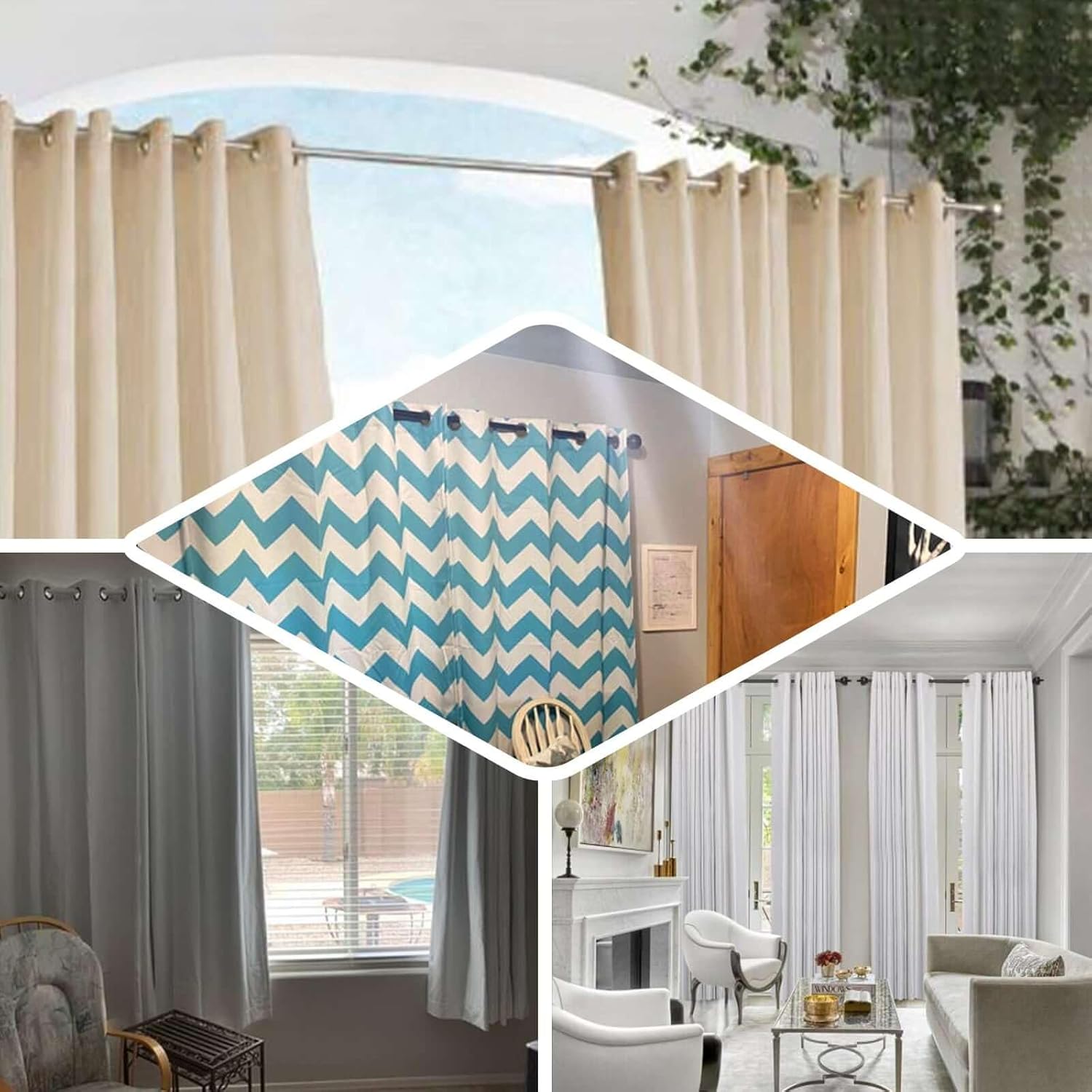 Efavormart 1-Inch Adjustable Curtain Rod Set, 42-126" Telescoping Window Drapery Rod with Round Decorative Finials, Modern Heavy Duty Treatment, Gold