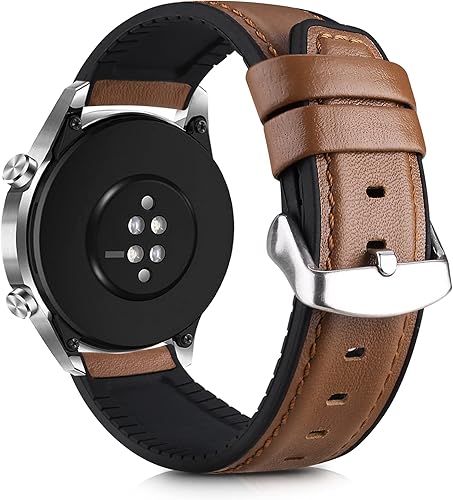 Miniatura 2 de kwmobile Correa compatible con Huawei Watch GTGT2 (1.811 in) Correa - Pulsera deportiva de silicona y cuero - MarrónNegro