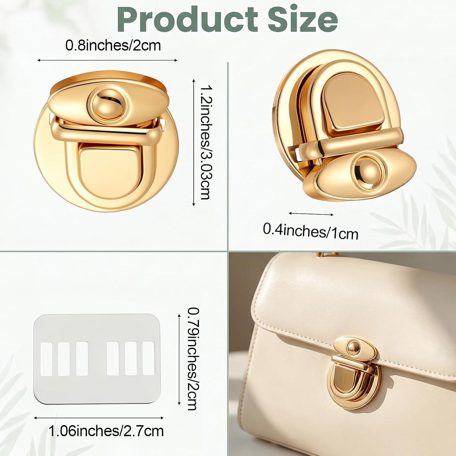 Sorcristy 10 Pcs Purse Clasp, Round Tuck Lock with Duck Tongue Snap Closure