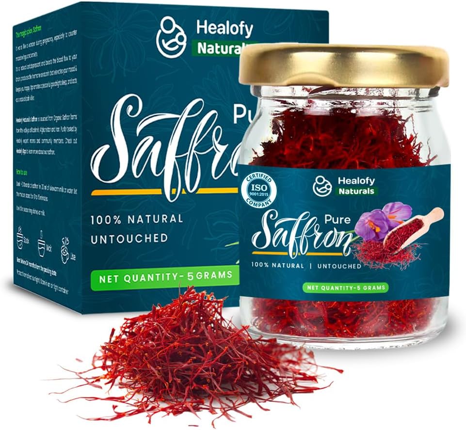 Healofy Naturals Pure Kashmiri Mongra Saffron/Kesar, 5gm | Untouched Grade A++ Saffron Threads | For Pregnant Women