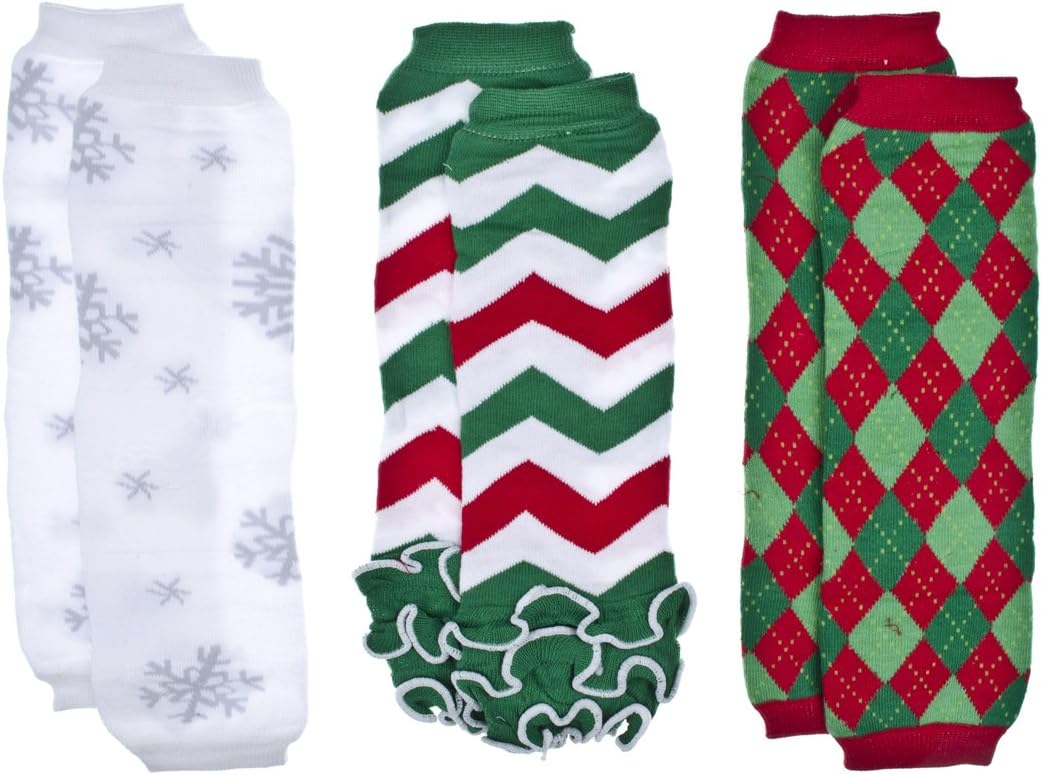 Nia's Christmas Baby Leg Warmers Set of 3 - Chevron, Snowflake, Argyle