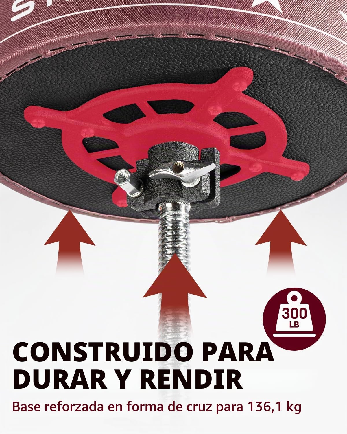STRICH Trono para batería, Taburete Acolchado con Altura Ajustable, Silla giratoria para batería de Alta Resistencia, diseño Moderno, Taburete Acolchado con Doble Refuerzo y Baquetas, SDB-20P, Marrón