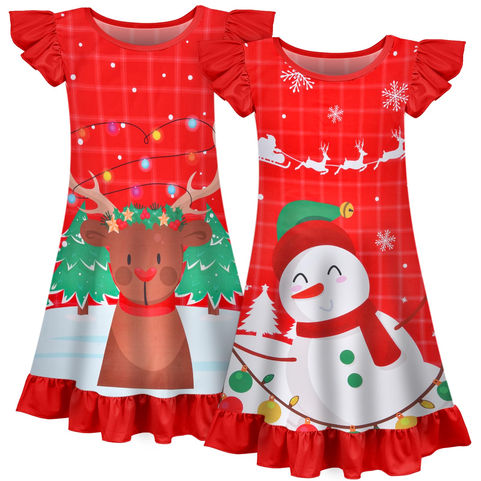 Fiodrimy 2Pcs Girls Nightgowns 3-8 Years Unicorn Sleepwear Night Sleep Dress Pajamas Little Kids Toddler Soft Nightgown