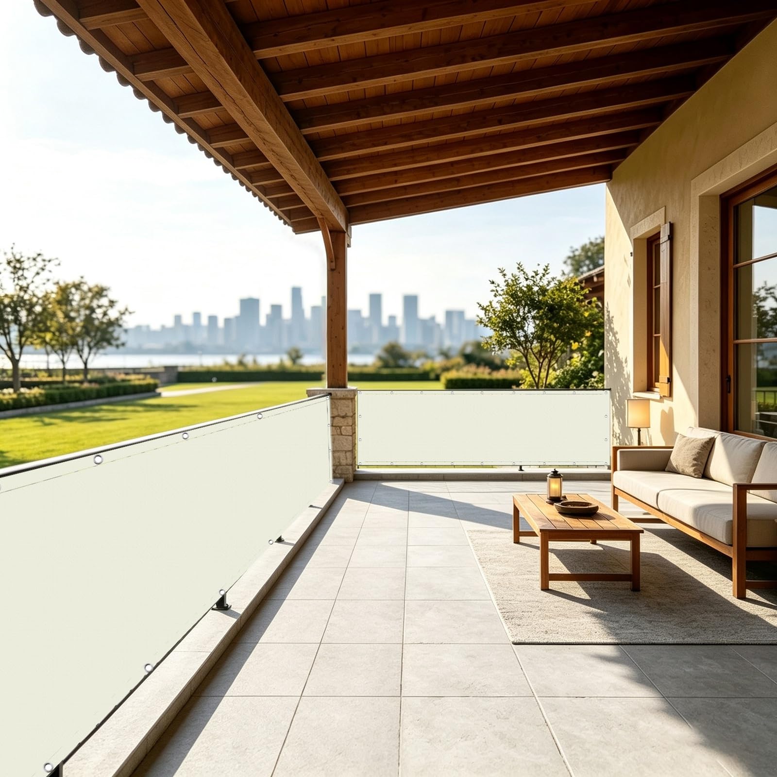 Frangivisto Balcone 1 x 10 m Protezione Privacy, Protezione Uv, Antivento e Impermeabile, Solare Oscurante Balcone con Fascetta per Ringhiera, bianco