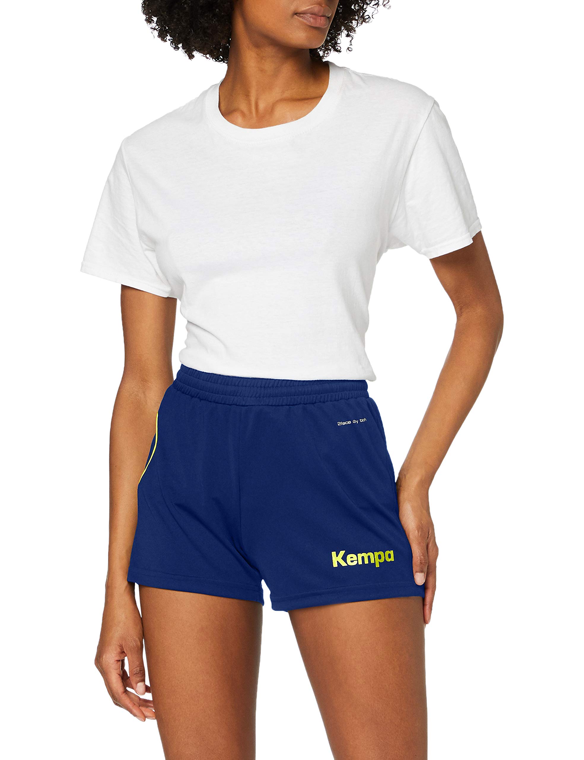 Kempa Women Curve Shorts Ladies Shorts - deep Blue/Fluo Yellow, 2XL