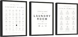Laundry Room Decor - 12x16 Laundry Decor for Laundry Room Accessories, Laundry Symbol Wall Art Prints, Laundry Symbols Guide Pictures, Laundry Care Instruction Chart Sign (UNFRAMED)