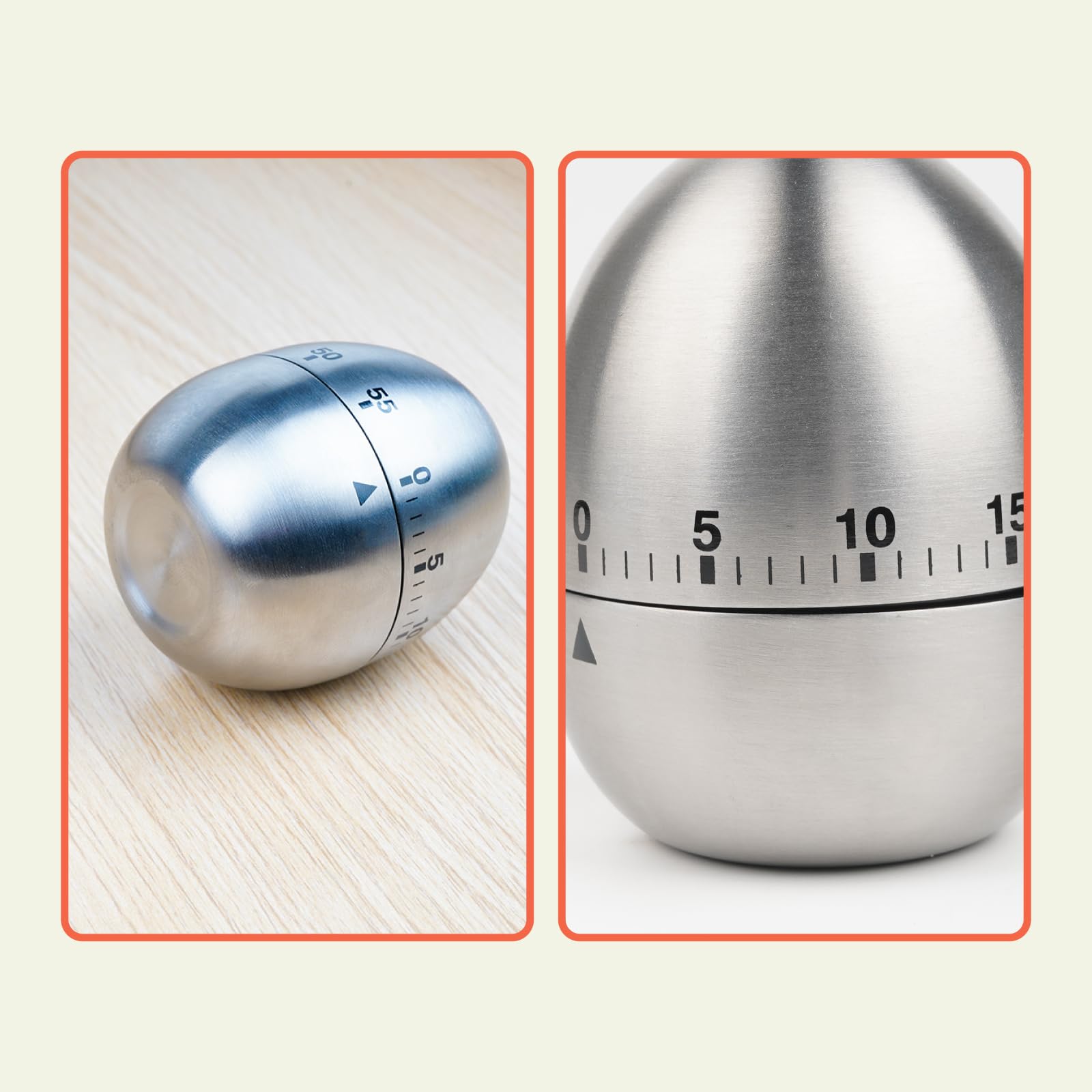 Timer Da Cucina Meccanico A Uovo - Acciaio Inox, Fino A 55 Minuti, Per Cottura E Sport - Foto 10