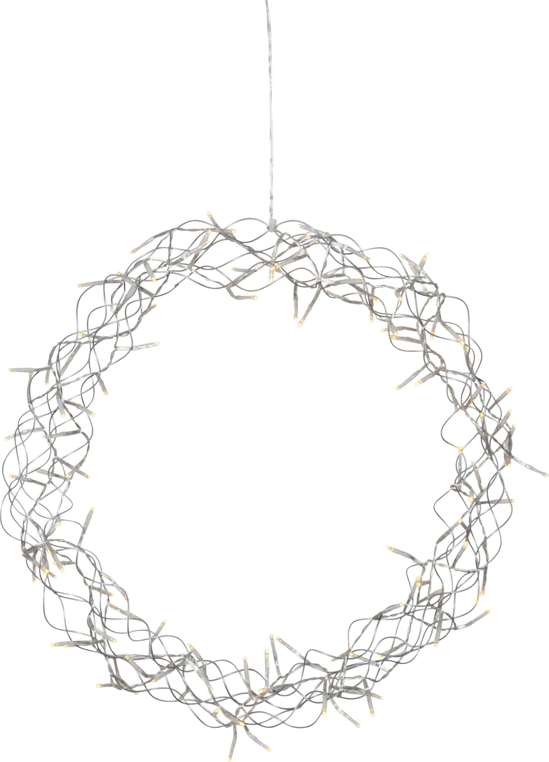LED Lichterkranz Curly von Star Trading, Fensterlicht Weihnachten warmweiß aus Draht und Kunststoff in Silber, Transparent, mit Kabel, Ø: 50 cm