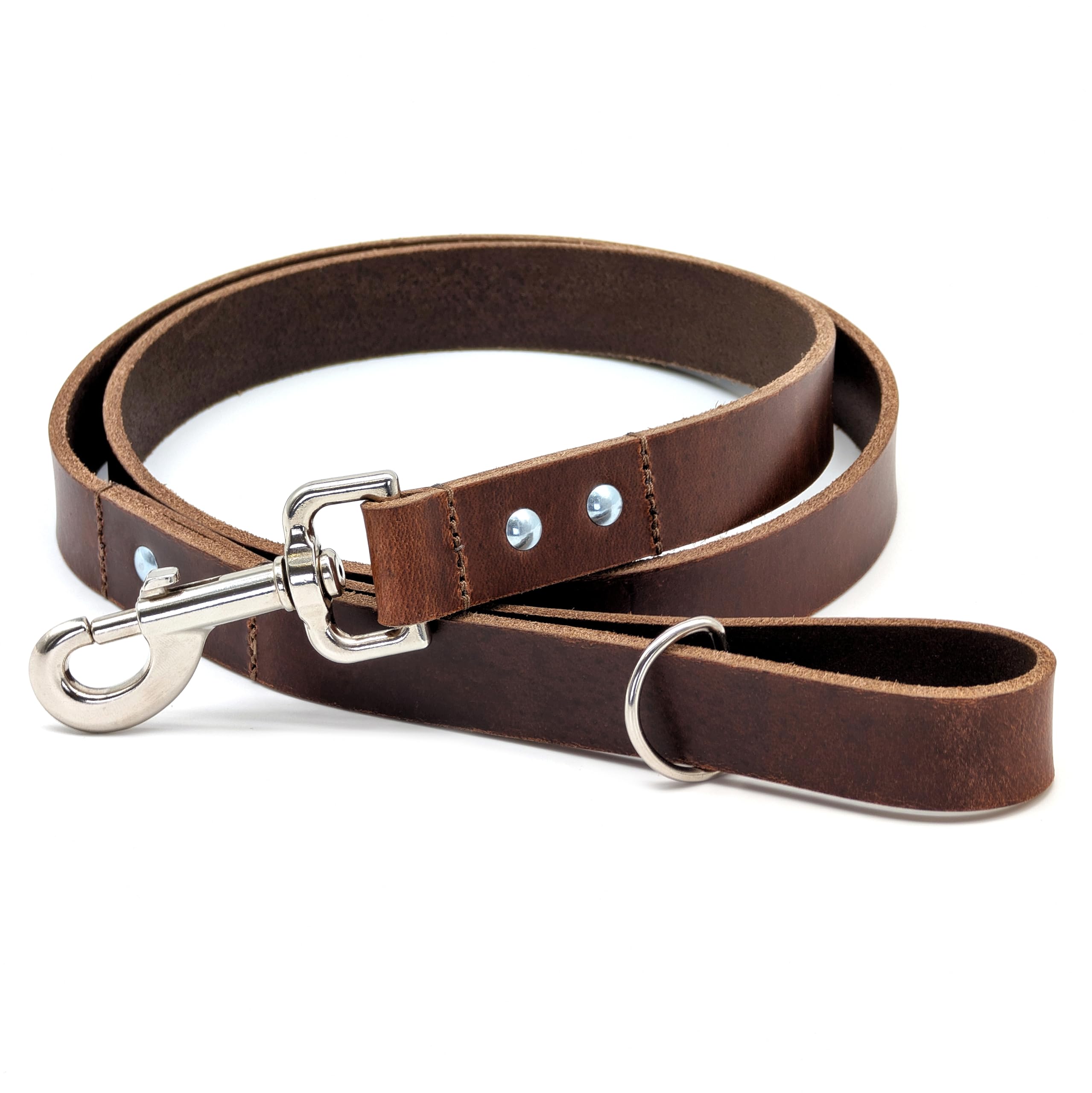 Ashford Ridge Full Grain Leather Dog Lead, Made in England - Antique Brown Large (1.35m)