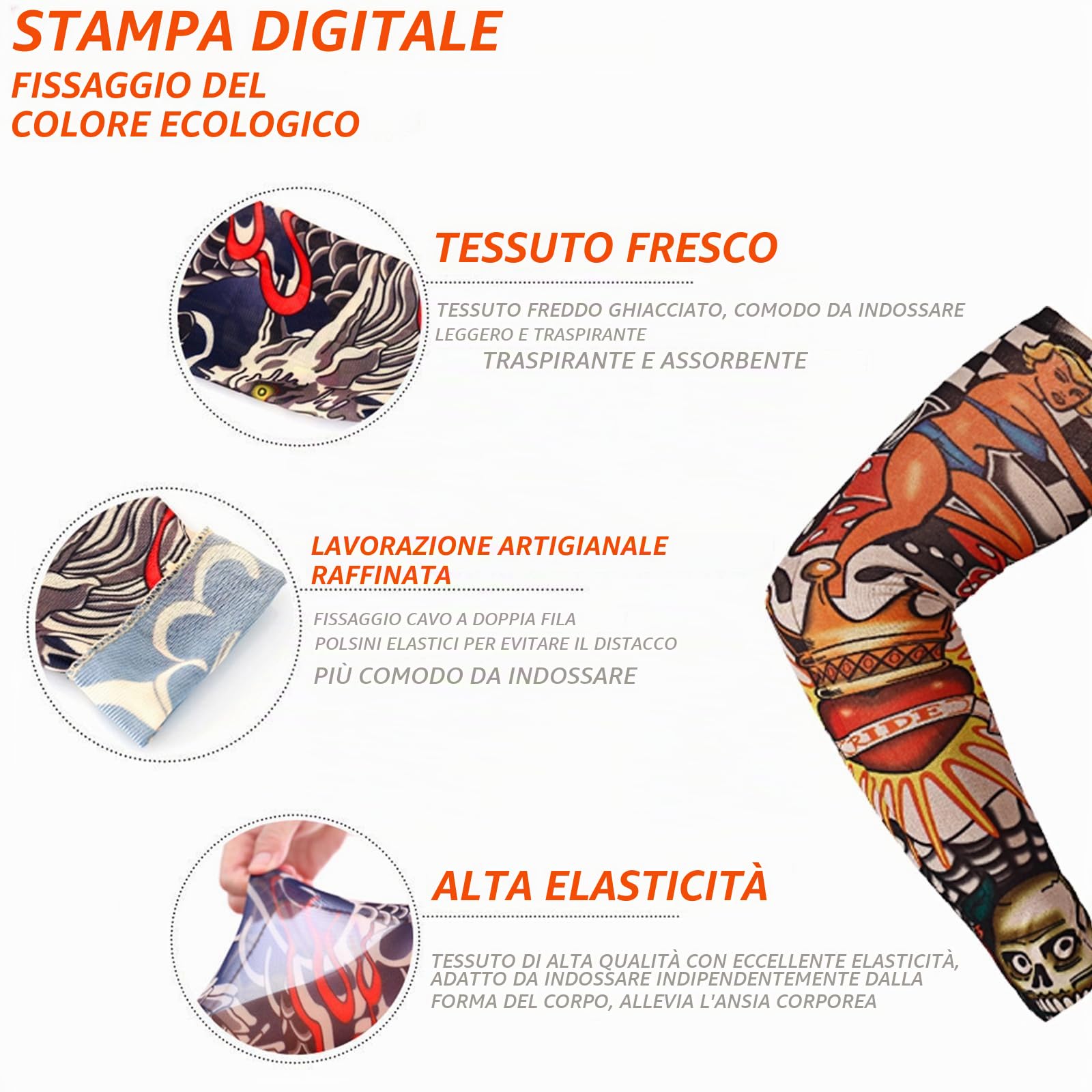 Punk Gothic Rocker Kit, Costume Rockstar Uomo con Parrucca Guanti Occhiali Bandane Braccialetto tatuaggi temporanei Manicotti, Accessori per Costume da Discoteca anni '70 '80 e '90