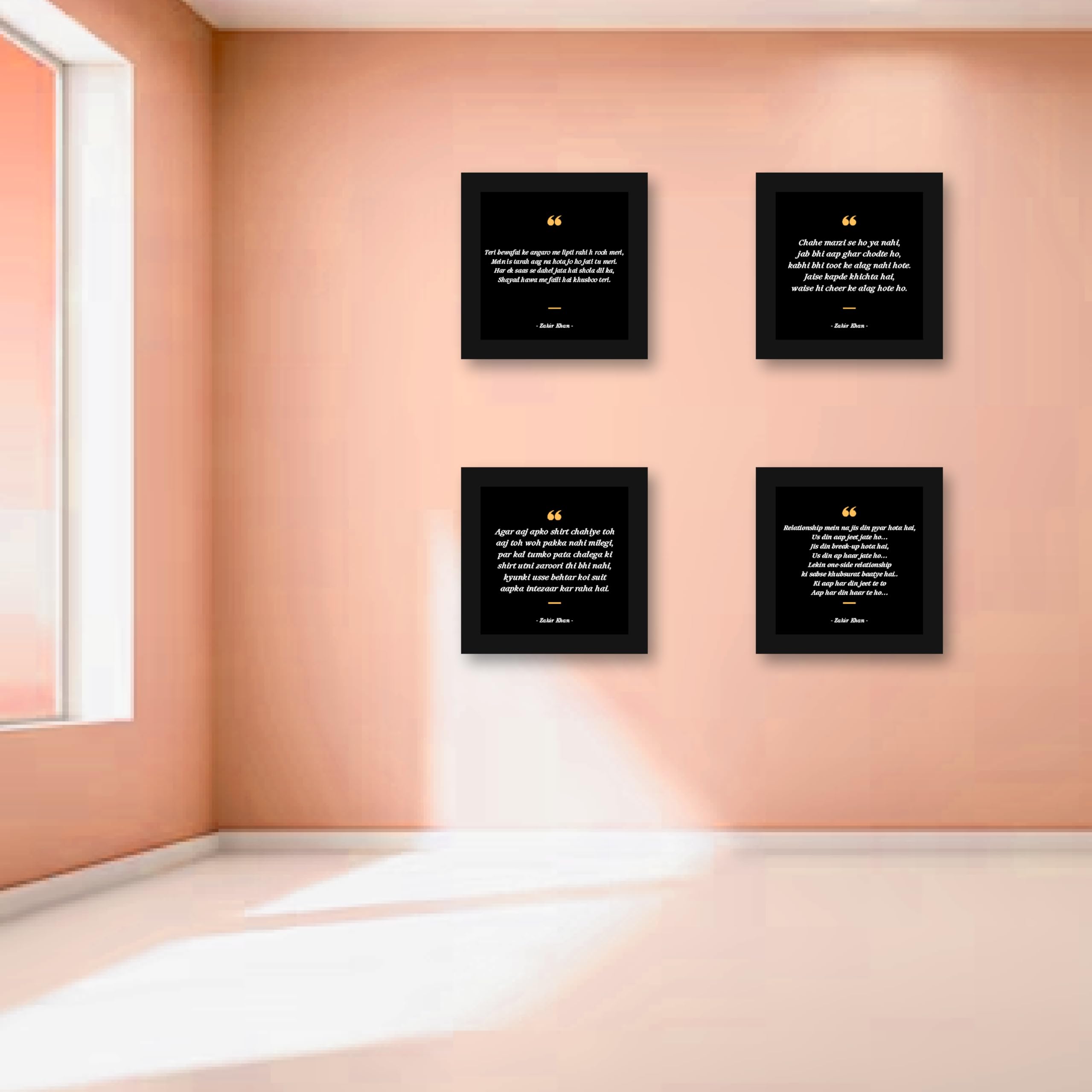 Echoes of Laughter: Zakir Khan's Signature Quotes - 12x12 Inch Art…