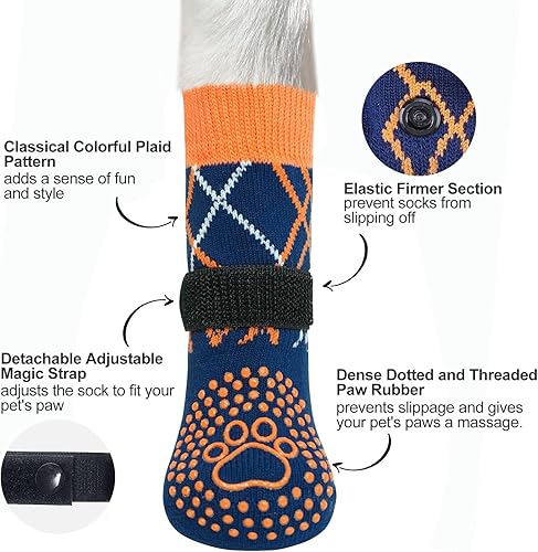 Miniatura 65 de BEAUTYZOO 6 calcetines para perros para evitar lamer las patas, zapatos antideslizantes para suelos de madera dura en pavimentos calientes, botas