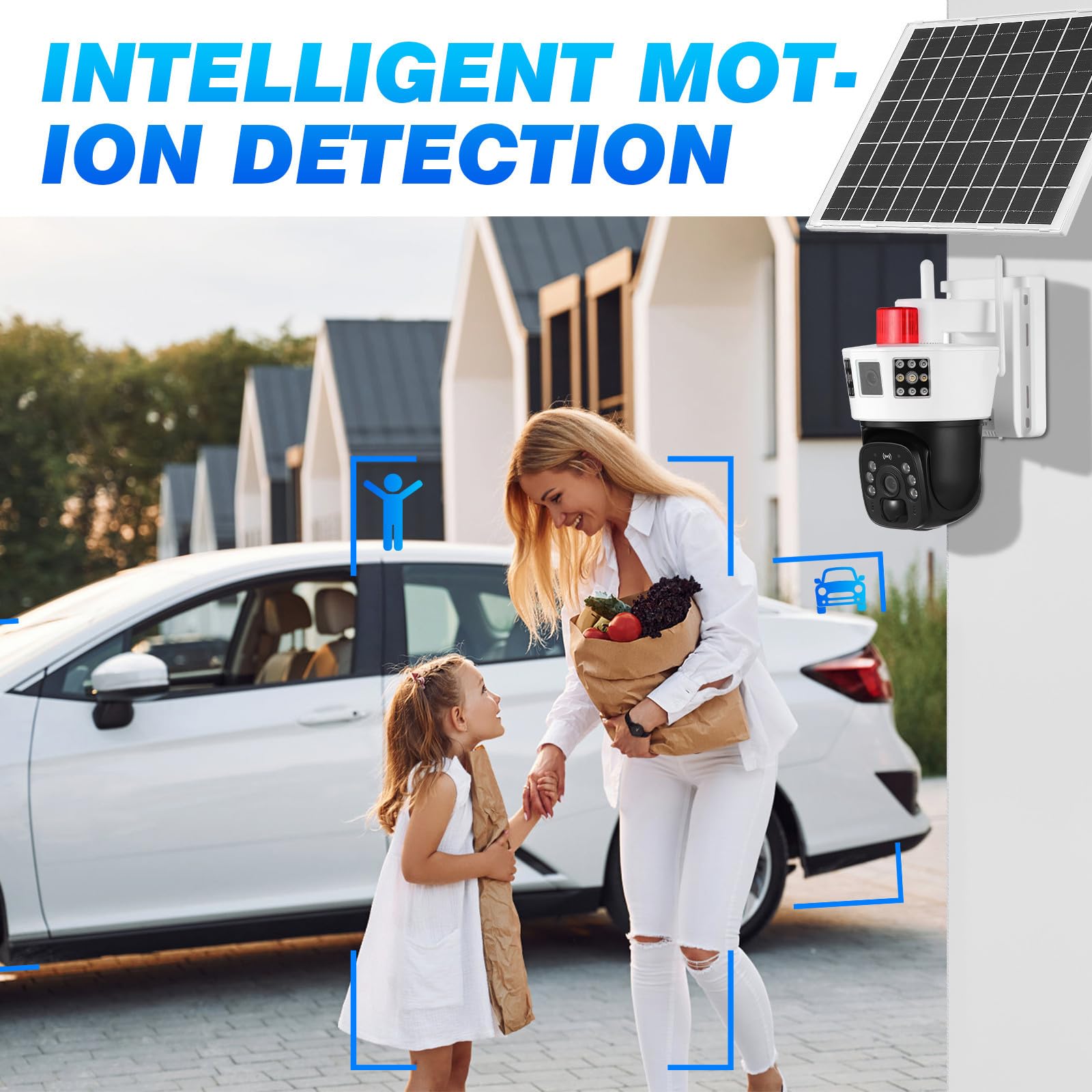 OUNONA Caméra de Sécurité Extérieure Panoramique Rotative WiFi Solaire