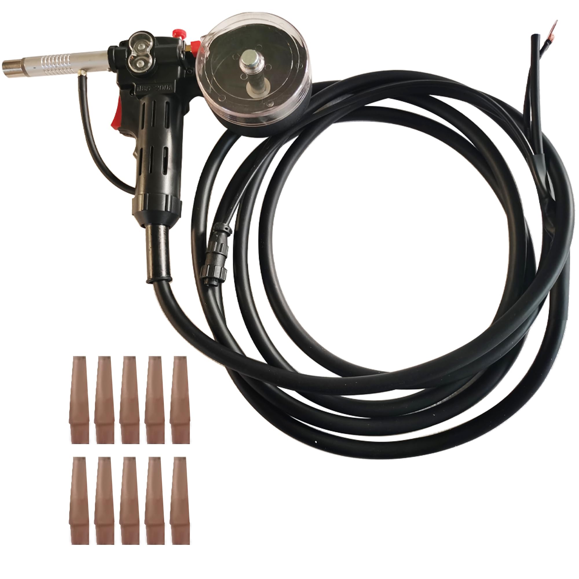HQHAOTWU Spool Gun Aluminum Welding Spool Gun Fits Miller 210 Spoolmate 3035(5M Cable, DC24V) Aluminum Welding Torch Welder Tool with 10PCS 0.8mm Conductive Nozzles