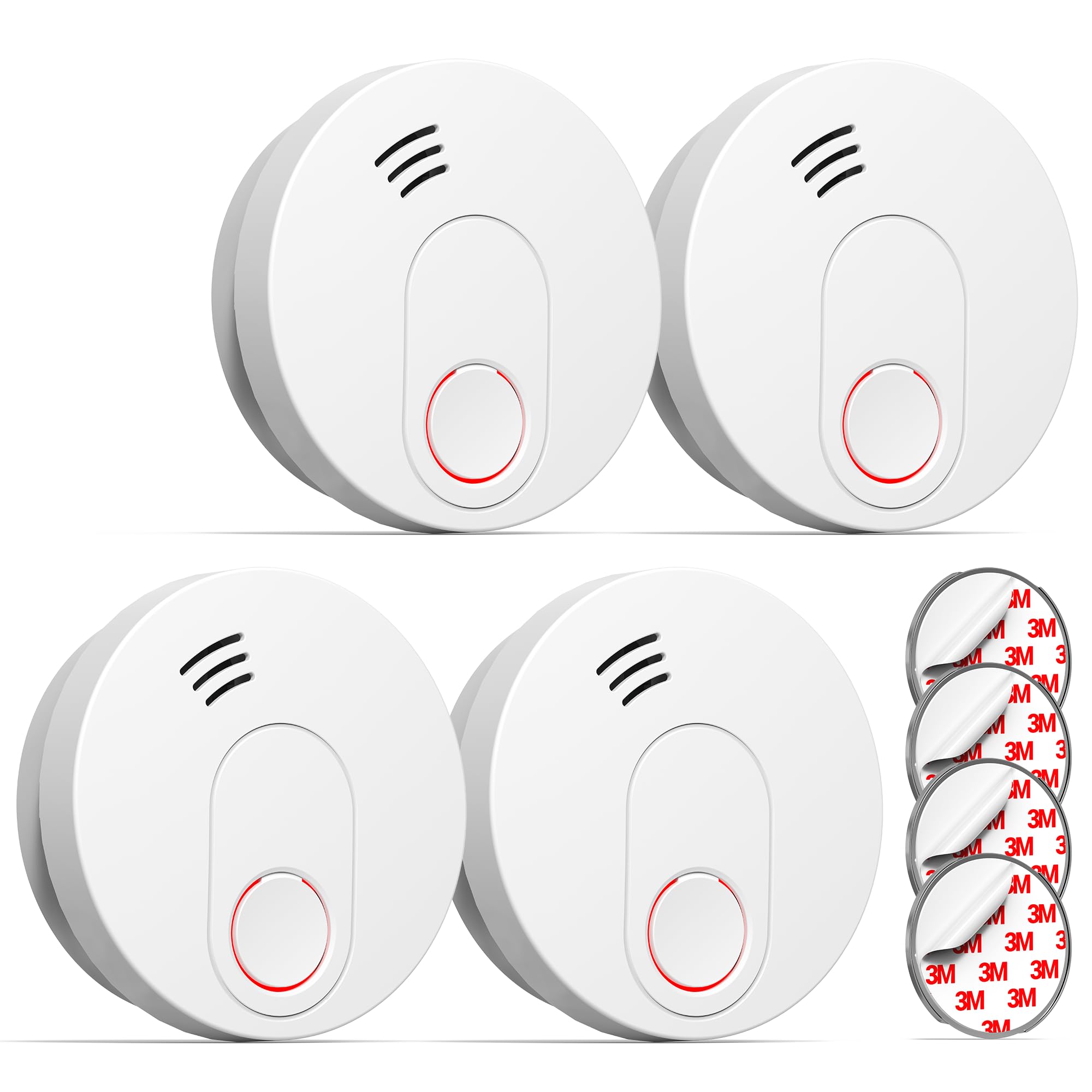 Rauchmelder mit Magnethalterung, 10 Jahres Langzeit Batterie Feueralarm mit Fotoelektrischem Sensor EN 14604 Stummschaltung Rauchwarnmelder, GS526