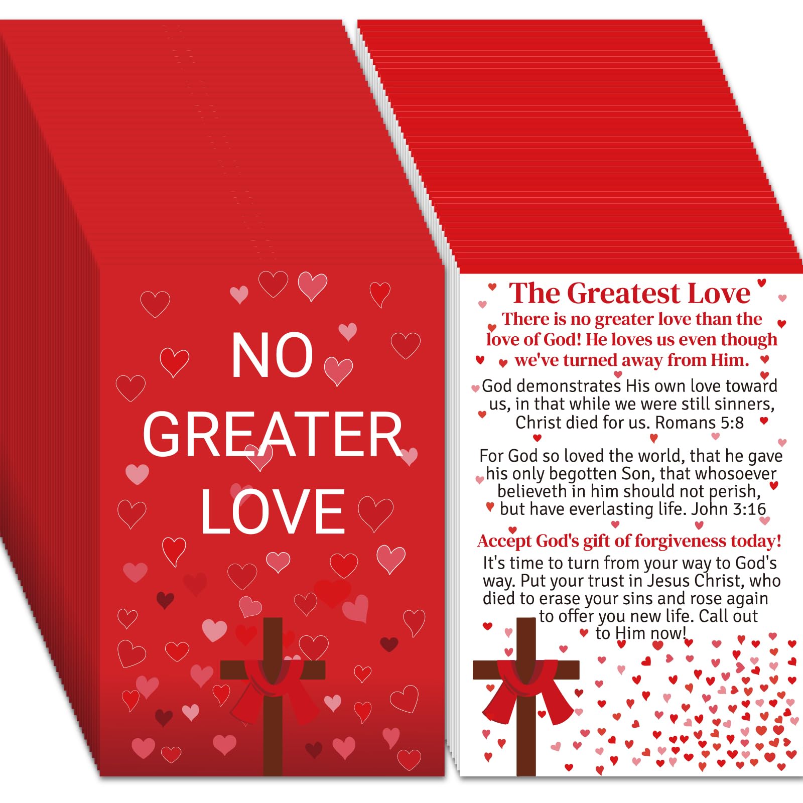 Fankya 240pcs Christian Valentines Card Gospel Tracts Religious St. Valentine Romans Road Salvation Tracts Serenity Catholic Prayer Jesus Loves You