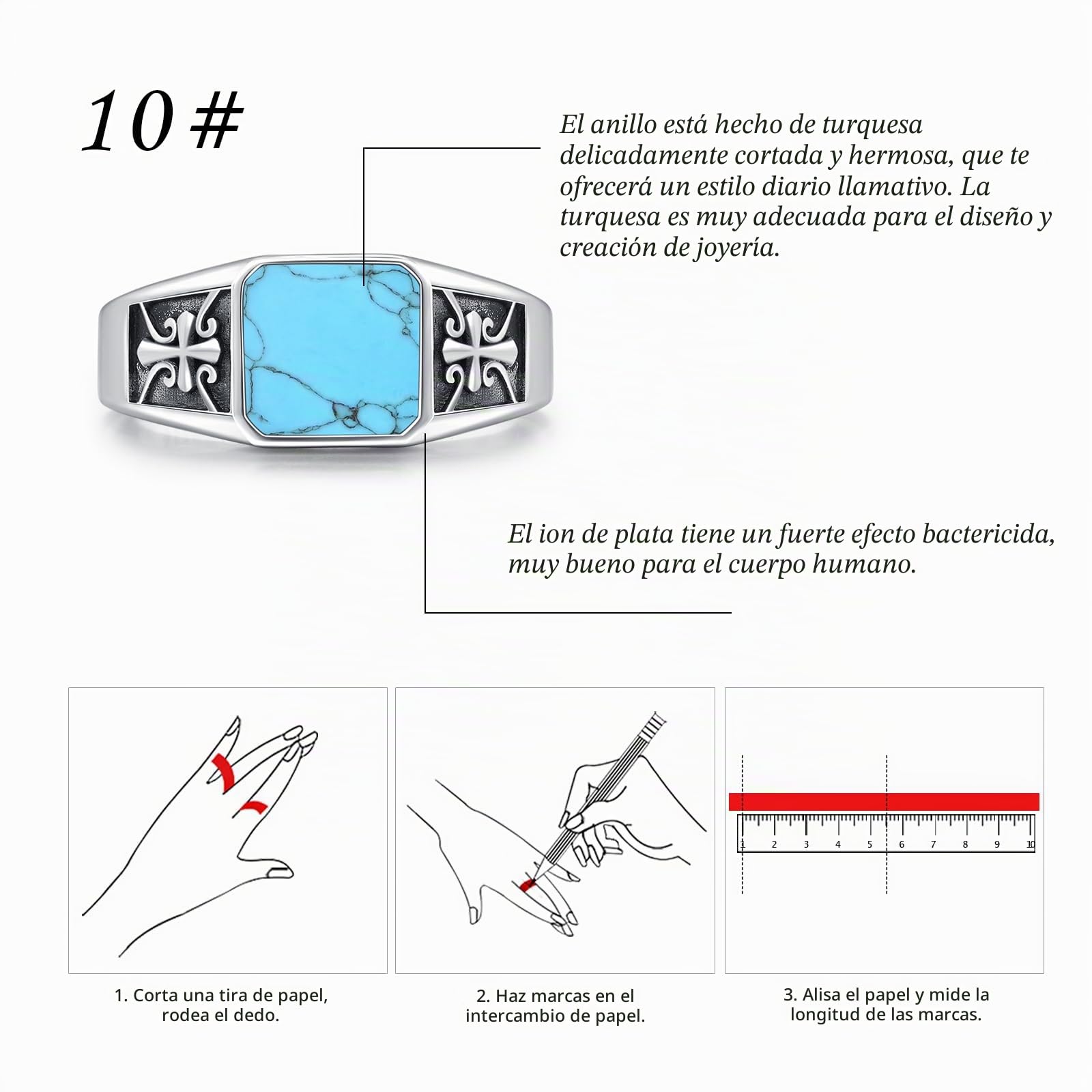 OHAYOO Anillo de sello para hombre de plata 925, anillo de esmalte negro macizo, 10 mm de ancho, joyería celta para hombre, papá, novio, marido